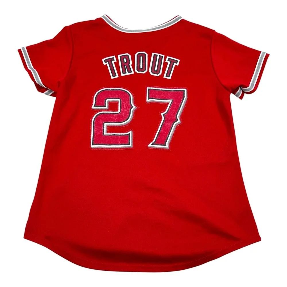 Los Angeles Angels Baseball Jersey Boys Medium Red Mike Trout Majestic MLB
